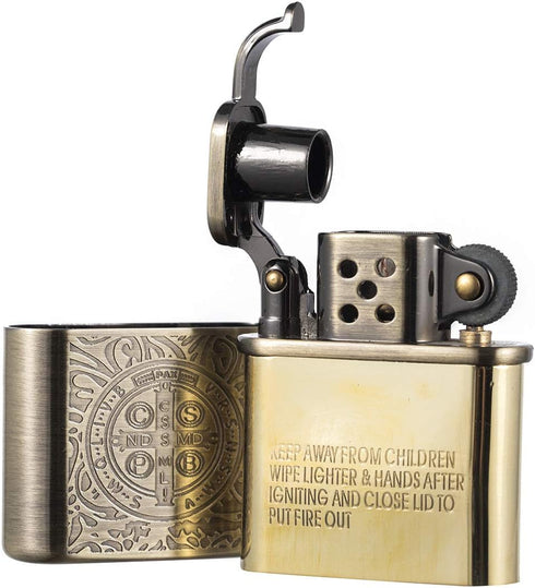 Bronzy Carved Constantine Antique Style Petrol Kerosene Lighter with Lift Arm