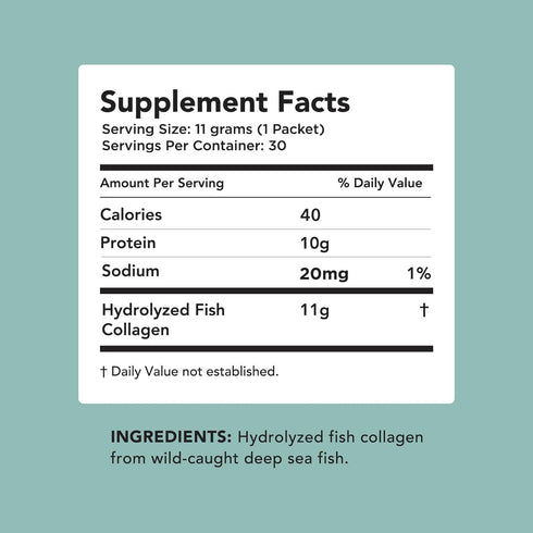 AMANDEAN Marine Collagen Peptides Powder Stick Packs, Wild-Caught Fish, 30 Single Use Packets