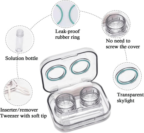 4 Pack Flip Top Clear Contact Lens Case Travel Kit, Cute Contact Case Holder with Tweezers Remover Tool, Contact Lens Soak Storage Kit for Travel & Home