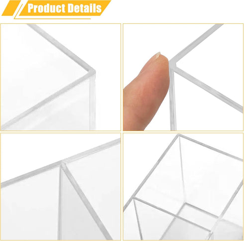Cerpourt Clear Acrylic Makeup Brush Organizer, Multi-Purpose Storage Holder with 3 Slots for Desk Accessories