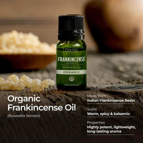 Gya Labs Frankincense Essential Oil - 0.34 fl oz - USDA Certified Organic Boswellia Serrata for Aromatherapy, Skin
