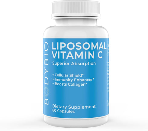 BodyBio Liposomal Vitamin C 60 Capsules, Powerful Immune Support, Maximum Absorption for Cell Support