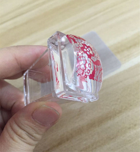 yueton Clear Jelly Soft Silicone Rectangular Nail Art Stamping Stamper with Scraper, DIY Polish Kit