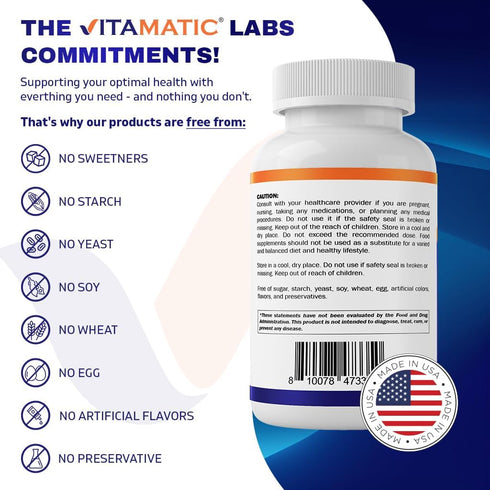 Vitamatic Vitamin B6 (Pyridoxine HCI) 25 mg, 250 Vegetarian Tablets | Promotes Energy Production and Immune Health