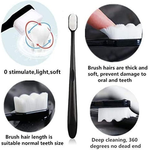 Gvirohzy 20000 (4 Packs) BREVI Nordic-Inspired Premium Nano Toothbrush, Extra Soft with Soft Bristles, Micro Fur Manual