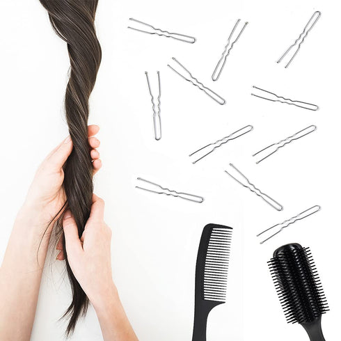 U Shaped Hair Pins - IKOCO 2.4inch Hair Pins for Women with Storage Box, Silver