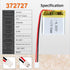 3.7V 310mAh 372727 Lipo Battery Pack, Rechargeable Lithium Polymer with PH2.0mm JST Connector