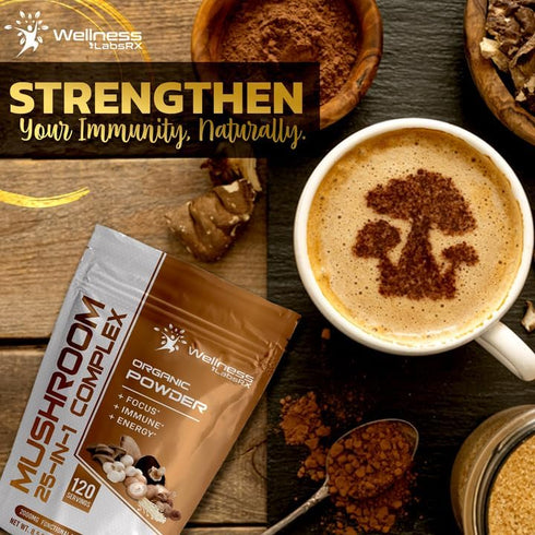 Mushroom Powder, 25 in 1 Mushrooms Lions Mane Powder Organic - 2000mg - 120 Servings, Superfood Mushrooms