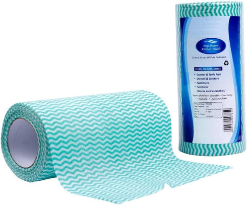 Non-Woven Kitchen Towel Roll - 2 Packs of Cleaning Wipes, Washable & Reusable Tissue Roll for Home Kitchen Cleaning
