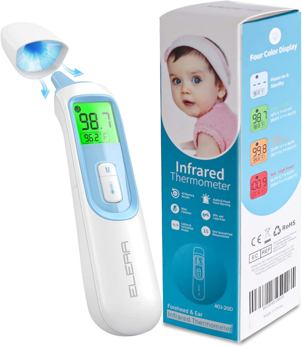 ELERA Ear Thermometer for Baby, Infrared LCD with Automatic Switching Mode, 1s Measurement
