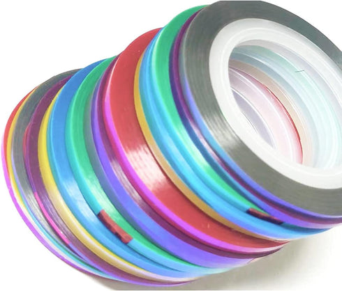 Nail Art Striping Tape Lines Kit, 21 pcs 1mm 2mm 3mm Nail Tape Strips for DIY Silver Nails