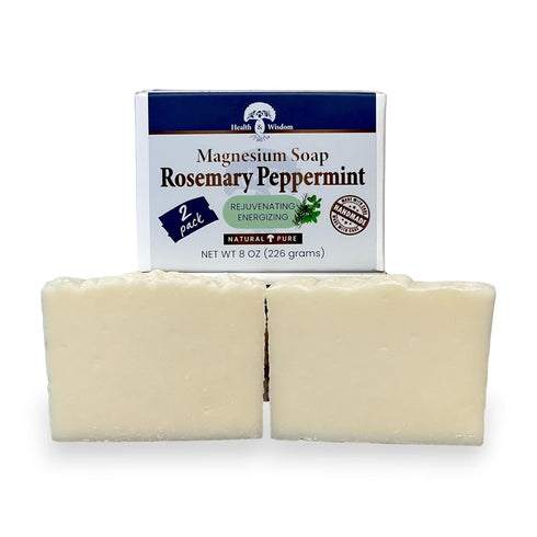 Health and Wisdom Magnesium Soap Bar, All Natural, Rosemary Peppermint, 4 Oz (Pack of 2)