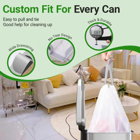 Joylake 4 200 Count 4-5 4-5 Gallon Drawstring Pre-Separated Trash Bags Heavy Duty for Gallon Wastebasket & Mesh Trash