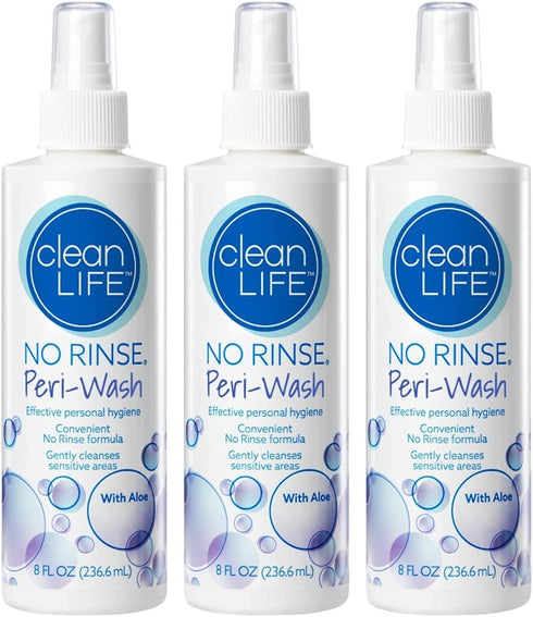 No-Rinse Peri-Wash, 8 fl oz - Rinse-Free Soothing Perineal Cleanser (Pack of 3) Protecting Formula