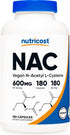 Nutricost N-Acetyl L-Cysteine (NAC) 600mg, 180 Capsules - Gluten Free, Non-GMO