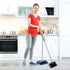 Standing Dustpan and Broom Set with 52" Long Extendable Handle for Indoor, Kitchen, Office & Lobby Cleaning