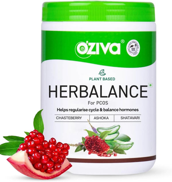 OZIVA Plant Based HerBalance for PCOS | PCOS Supplement for Women for Hormonal