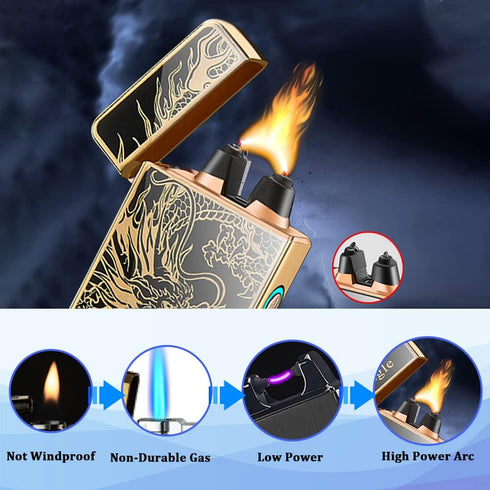 Electric Dragon Lighter - USB Rechargeable Plasma Lighter with LED Battery Indicator, Gift for Men