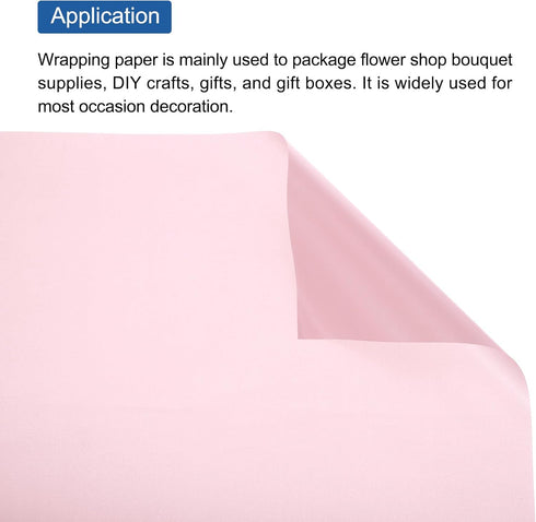 MECCANIXITY Pink Flower Wrapping Fog Paper, 22.8x22.8 Inch Waterproof Matte Floral Wrapping Paper for DIY Crafts, Gift