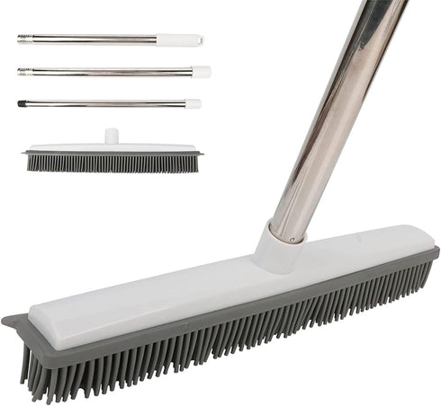 Rubber Broom with Handle, Removing Cats Dogs Hair for Floors, Carpets, Tiles, Windows, and Gardens