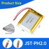 804050 3.7V Lipo Battery 1800mAh Rechargeable Lithium Polymer Pack with JST PH2.0mm Connector