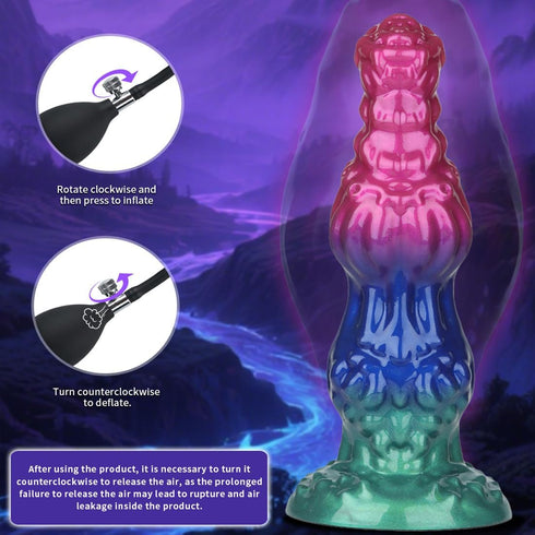 Kaziyi Inflatable Silicone Butt Plug with Suction Base, Expandable Anal Dildo Anal Plug Sex Toy, Adjustable Air Pump