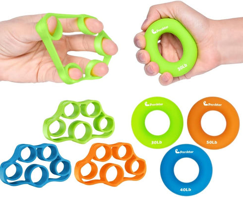 Hand Grip Strengthener, Finger Exerciser, Grip Strength Trainer (6 PCS), Relieve Wrist Pain, Carpal Tunnel