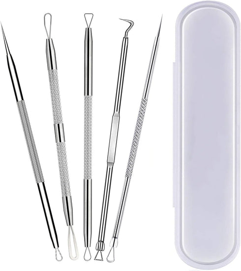 Pimple Popper Tool Kit, 5 Pcs Blackhead Remover Tool for Face, Stainless Steel Extraction Set