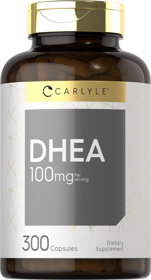Carlyle DHEA 100mg Supplement, 300 Capsules, Non-GMO & Gluten Free