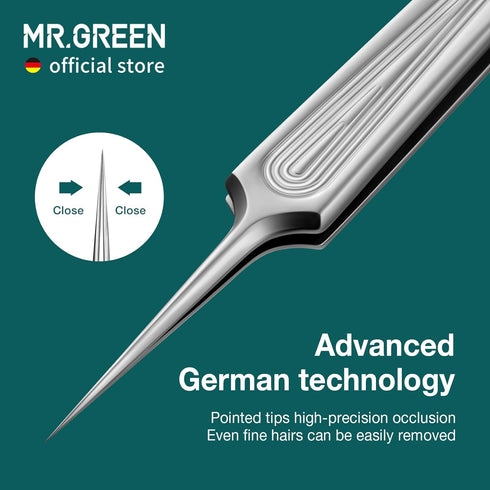 MR.GREEN Ingrown Hair Tweezers - Needle Nose Pointed Tips for Eyebrows, Splinters, Blackhead Removal