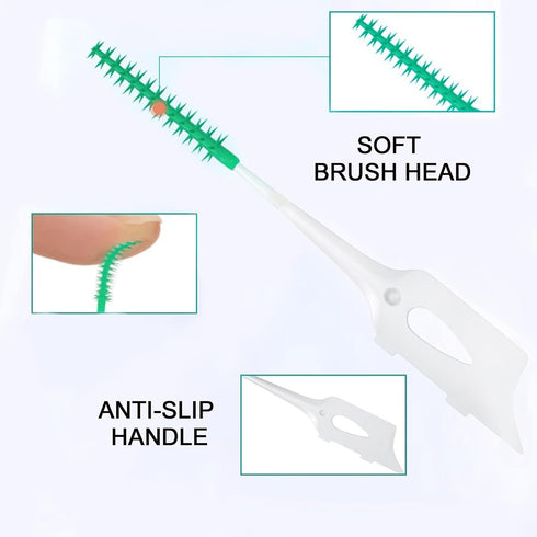 300 Pieces Dual-Use Interdental Brushes, Soft Silicone Disposable Dental Picks for Effective Teeth Cleaning