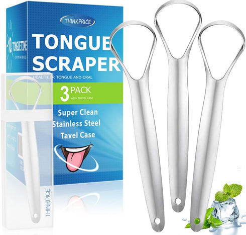 Metal Tongue Scraper for Adults and Kids, Oral Hygiene Tool for Bad Breath