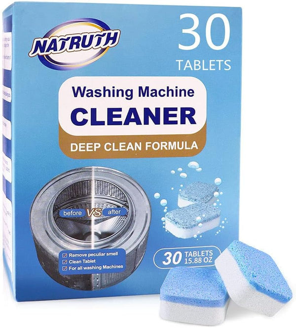 NATRUTH Washing Machine Cleaner Descaler, 30 Pack Deep Cleaning Tablets for HE Front Loader & Top Load Washer