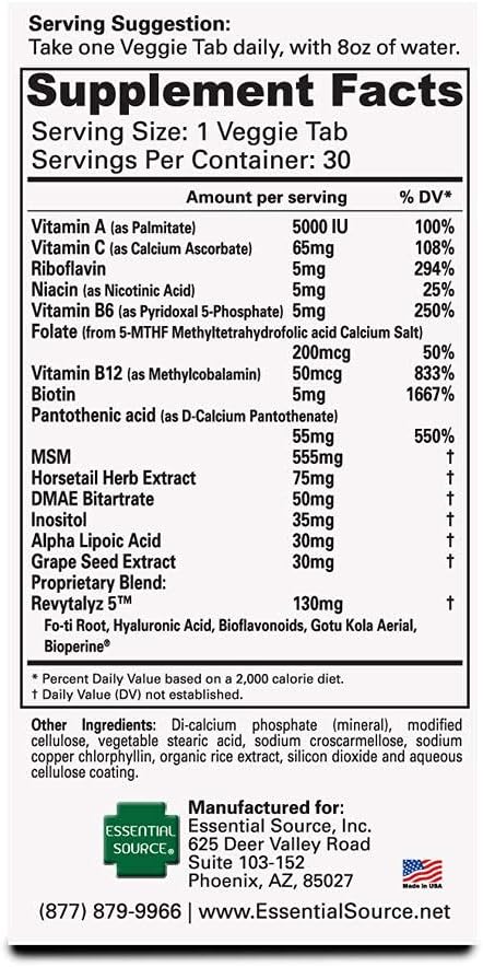 Biotin - 30 Veggie Tablets - Support Healthy Hair, Skin and Nails for Women and Men - Vitamin A, C, B12 - High Strength Hair Skin and Nails Vitamins, Support Hair Growth (5000 MCG)