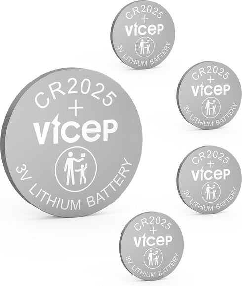 ViCep 5-Pack CR2025 Battery CR 2025 3V Lithium Batteries Compatible with Car Key