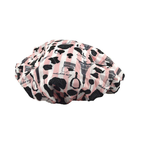 Reusable Nylon Shower Cap & Bath Cap - Oversized Waterproof Shower Caps for All Hair Lengths, Terry Lining
