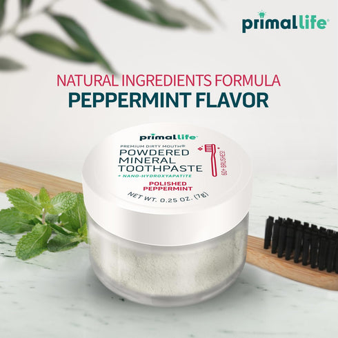 Primal Life Organics Dirty Mouth Toothpowder, Organic Tooth Cleaning Powder, Peppermint, 0.25 oz