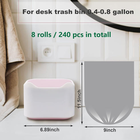 0.5 Gal Trash Bags, 240 pcs Clear Strong Tiny Garbage Bags for Mini Desk Trash Can, Fit 0.4-0.8 Gal