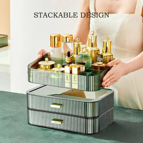 MIUOPUR Makeup Organizer with Stackable Drawers, Ideal for Desk and Dresser Countertops, Green