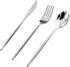Rubtlamp 90Pcs Silver Plastic Silverware, Heavy Duty Plastic Cutlery Set Includes 30 Plastic Silver Knives, 60 Plastic