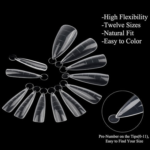 NMKL38 Clear Dual Forms Acrylic Nail System UV Gel Nail Mold Full Cover False Nail Tips with Scale (120 Water Drops)