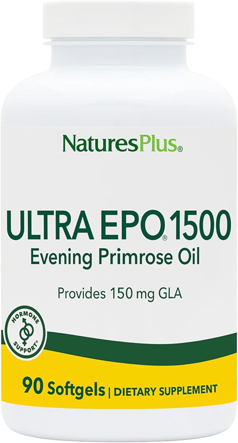 Natures Plus Ultra EPO 1500 mg Evening Primrose Oil, 90 Softgels - Gluten-Free, 90 Servings