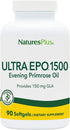 Natures Plus Ultra EPO 1500 mg Evening Primrose Oil, 90 Softgels - Gluten-Free, 90 Servings