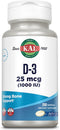 KAL Vitamin D3 1000 IU Softgels (25 mcg), Liquid Filled ActivGel, 200 Servings for Bone Health