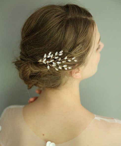 Wedding Bridal Rose Gold Hair Accessories - Crystal Hair Comb, Rhinestone Headpiece (rose gold)