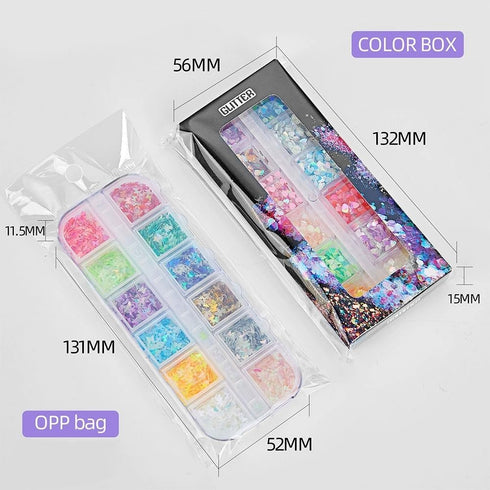 Multi Shapes 3D Glass AB Nail Art Rhinestones, 1085 Pieces Crystal Clear Flatback Rhinestones with Organizer