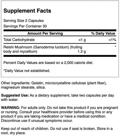 Immune 600 60 Swanson Reishi Mushroom Function Mood Support Milligrams Capsules