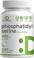 Phosphatidylserine Supplement, 400mg Serving, 240 Capsules, Soy Free Sunflower Lecithin Source