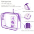 Lermende 2pcs Clear Toiletry Bag, TSA Approved Travel Bag, Quart Sized Makeup Cosmetic Bag (Purple, 3 Pack)