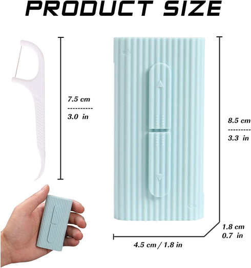 Blue Portable Travel Floss Pick Case, 10 Count, Ultra-Light Reusable Floss Dispenser, Pocket-Sized Flossers